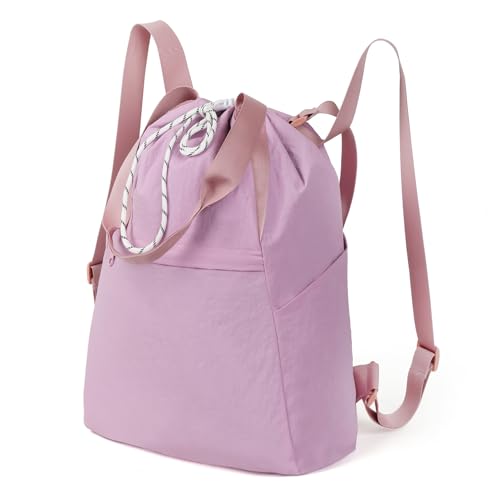 Valleycomfy Drawstring Backpack with Wet Pocket,Waterproof Drawstring Bag,Gym Backpack for Beach,Pool,Swim and Travel,Purple - color: Purple