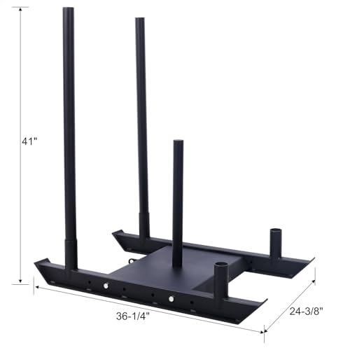 Weight Training Pull Sled, Heavy Duty Push Pull Fitness Sled for Speed and Strength Training, Steel Power Sled Workout Equipment for Athletic Conditioning, Fits 2" Weight Plates,Black - color: Black