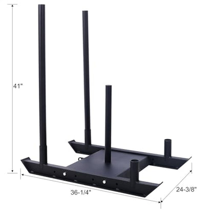 Weight Training Pull Sled, Heavy Duty Push Pull Fitness Sled for Speed and Strength Training, Steel Power Sled Workout Equipment for Athletic Conditioning, Fits 2" Weight Plates,Black - color: Black