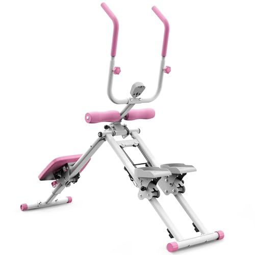 Stair Stepper and Ab Machine 2-in-1 Folding Vertical Climber Exercise Machine & Ab Workout Equipment Quickly Switch, Home Gym Equipment for Full Body Cardio Workout, 300LBS Capacity - color: Pink