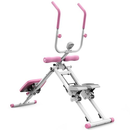 Stair Stepper and Ab Machine 2-in-1 Folding Vertical Climber Exercise Machine & Ab Workout Equipment Quickly Switch, Home Gym Equipment for Full Body Cardio Workout, 300LBS Capacity - color: Pink