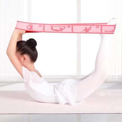 Adjustable Stretch Strap for Kids, 8-Loop Elastic Resistance Band for Children Gymnastics, Ballet Dance, Yoga, Stuff，Pilates & Flexibility Training, Home Exercise Equipment for Girls - color: Pink
