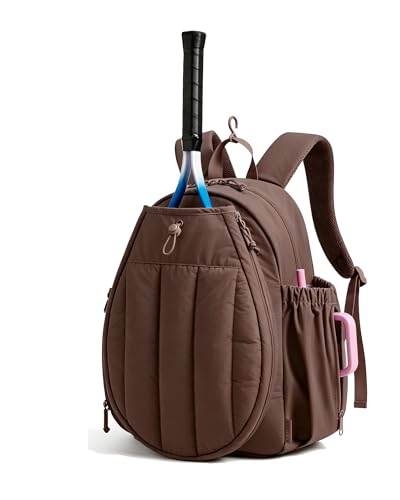 BAGSMART Tennis Gym Bag for Women, Tennis Backpack Holds 2 Rackets with Shoe Compartment, 15.6" Laptop Gym Backpacks for Court, Off-work, Everyday & Overnight Weekend - color: N-Mocha Brown, size: Tennis Backpack