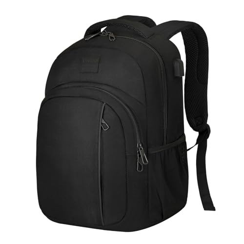 LARIPOP 15.6 Inch Laptop Backpack,30L Lightweight Oxford Travel Business Carry-On for Men Women, Water-Resistant Computer Bag with USB Charging, Anti-Theft Pocket, Luggage Strap, Ergonomic Padded Back - color: Black, size: 15.6inch