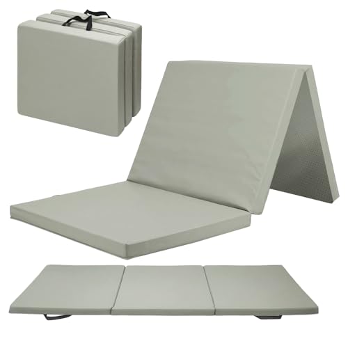 Foldable Yoga Mat, 2 Inches Extra Thick Non-Slip Design Fitness Mats,Better cushioning and shock-absorbing Multi-Purpose Exercise Pilates Mat for Home Studio-72 x 24 x 2" - color: Grey