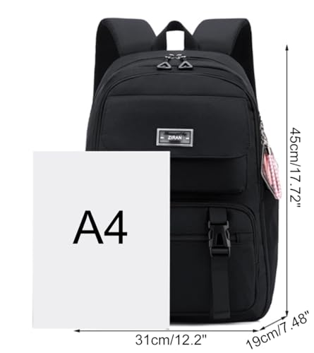 JiaYou Teen Girls Casual Backpack High Middle School Daypack Women Daily Travel Laptop Bag (2# Black, 26 Liters) - color: 2# Black
