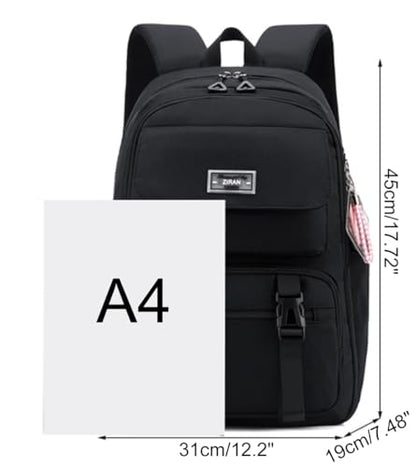 JiaYou Teen Girls Casual Backpack High Middle School Daypack Women Daily Travel Laptop Bag (2# Black, 26 Liters) - color: 2# Black