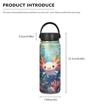 Flashideas Cute Axolotl Backpack for Girls Boys Backpack with Lunch Box Insulated Water Bottle and Water Bottle Sleeve 4Pcs Set 17" Bookbag with Compartments Lightweight School Bag for Kids Elementary - color: Axolotl-5
