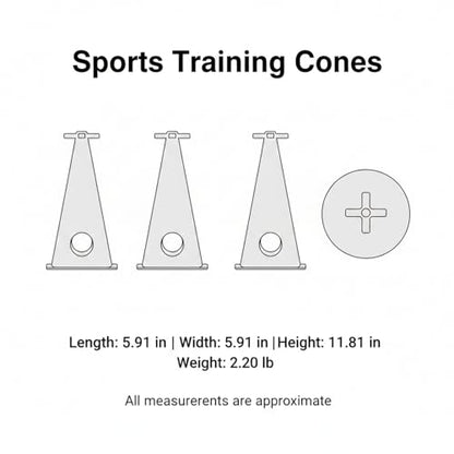 Red PE Plastic Agility Cones for Sports Training, Stackable Field Markers for Soccer and Basketball Drills - size: 5.91 x 5.91 x 11.81"