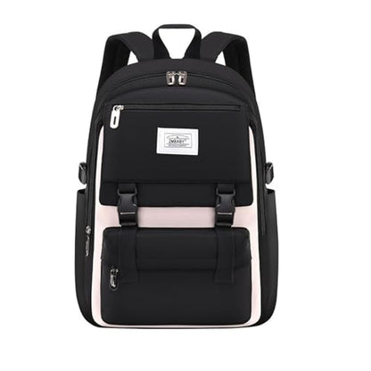 Kids Backpack Solid Color Girls Elementary Middle School Casual Daypack Lightweight Bookbag for Teens Travel Bag - color: Black