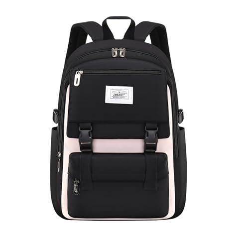 Kids Backpack Solid Color Girls Elementary Middle School Casual Daypack Lightweight Bookbag for Teens Travel Bag - color: Black