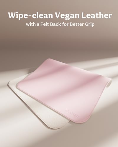 2 Pack Vegan Leather Baby Changing Mat, Large 30" x 17" Waterproof Foldable Diaper Mat, Wipe-Clean Portable Changing Pad for Travel, Home & Diaper Bag, Baby Essentials for New Moms(Beige&Light Pink) - color: Beige&Light Pink