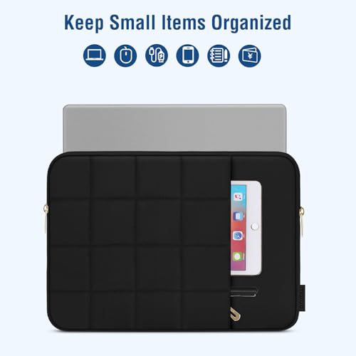 MOSISO Laptop Case 13.3 inch,13-13.3 inch Puffy Laptop Sleeve Compatible with MacBook Air 13 13.6/Neo/Pro 13/Pro 14,HP Dell ASUS,Twelve Square Quilted Bag with Vertical Pocket&Small Case, Black - color: Black, size: 13.3 inch