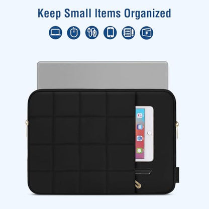 MOSISO Laptop Case 14 inch, Puffy Laptop Sleeve Compatible with HP Lenovo Dell ASUS Acer/HP Stream/Dell Latitude/Lenovo IdeaPad, Twelve Square Quilted Bag with Vertical Pocket&Small Case, Black - color: Black, size: 14 inch
