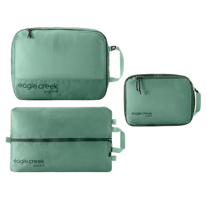 Eagle Creek Pack-It Essentials Set - Compression Packing Cubes for Compartmentalizing Luggage - Convenient Top Handle - Easy Grab Zipper Pull - Willow Green - 3 Piece Set - color: Willow Green