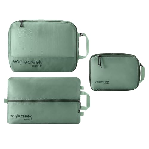 Eagle Creek Pack-It Essentials Set - Compression Packing Cubes for Compartmentalizing Luggage - Convenient Top Handle - Easy Grab Zipper Pull - Willow Green - 3 Piece Set - color: Willow Green