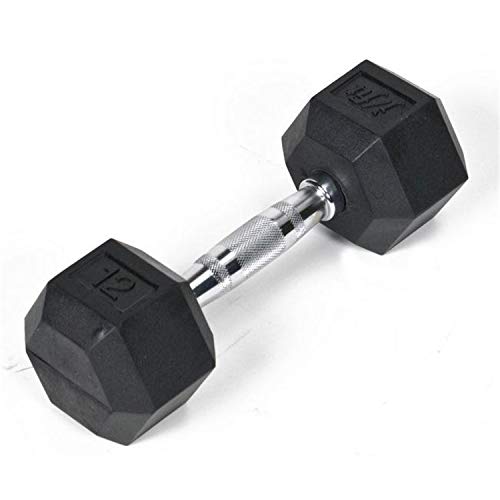 JFIT Rubber Hex Dumbbell - style: 12lb (Single)