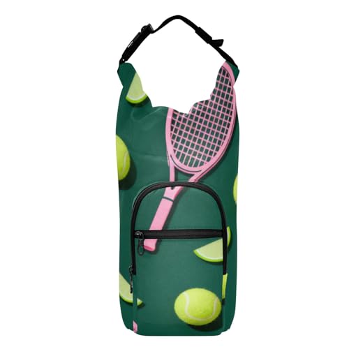 Green Tennis Ball Small Backpack with Water Bottle Holder Space-Saving Water Bottle Holder for Hiking 20/24/32/40oz for Daily Walking Hiking and Other Outdoor Activities Accesorios Para