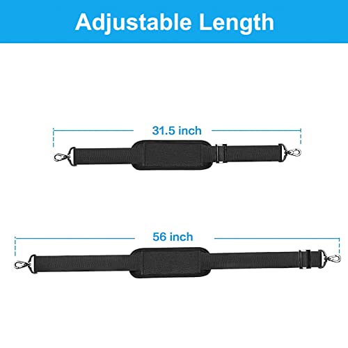 MOSISO 56 inch Shoulder Strap, Adjustable Thick Soft Universal Replacement Non-Slip Fit Padded with Metal Swivel Hooks for Laptop Shoulder Bag/Laptop Messenger Bag/Crossbody Bag, Black - color: Black