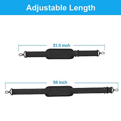 MOSISO 56 inch Shoulder Strap, Adjustable Thick Soft Universal Replacement Non-Slip Fit Padded with Metal Swivel Hooks for Laptop Shoulder Bag/Laptop Messenger Bag/Crossbody Bag, Black - color: Black