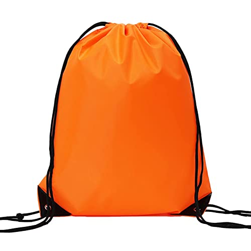 Bulk Drawstring Bags, Polyester Draw String Bags, Gym Sports Cinch Bag Drawstring Backpack for Women Men - color: Orange