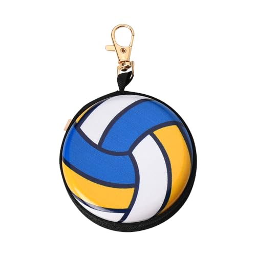 YALLNASL Soccer Basketball Volleyball Baseball Storage Bag Wallet Organizer Coin Pouch Keychain Case for Earplugs Earbuds Earphone - color: Volleyball Keychain