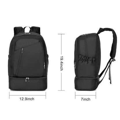 seyfocnia Gym Backpack for Men,Waterproof Gym Bag With Shoe Compartment Lightweight Travel Bag Sports Backpack Casual Daypack-Black - size: 20inch