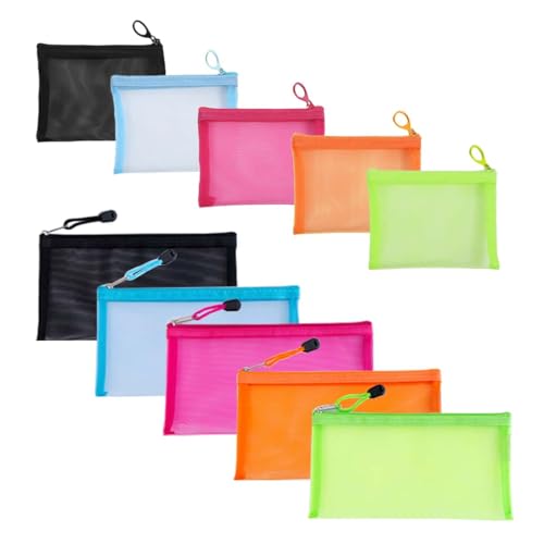 5 Pack Small Mesh Zipper Pouch Bags for Purse & 5 Pack Mesh Pencil Pouches, Mini Purse Organizer Pouches, Small Travel Toiletry Pouch Bag, Diaper Bag - color: Mix (A5+B7)