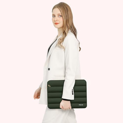 MOSISO Laptop Case 13.3 inch,13-13.3 inch Puffy Laptop Sleeve Compatible with MacBook Neo/Air 13.6 M5 M4 M3 M2 M1/Pro 13/14,HP Dell ASUS Lenovo,Polyester Horizontal Bag with Small Case, Army Green - color: Army Green, size: 13.3 inch