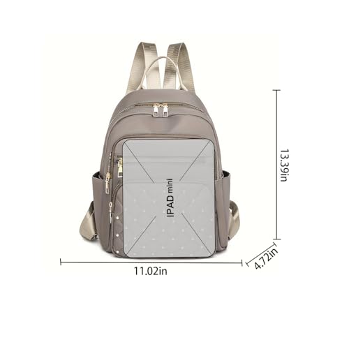 Women Casual Backpack: Multi-Pocket, Large-Capacity, Fashionable & Wear-Resistant - Ideal for Daily Commuting & Travel-Khaki - color: Khaki