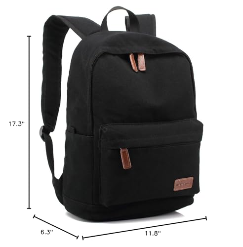 kayond Casual Style Lightweight canvas Laptop Bag/Durable Travel backpacks/Rucksack for Men&Women/Fashion Backpack Fits 15 inch Notebook (Black) - color: Black