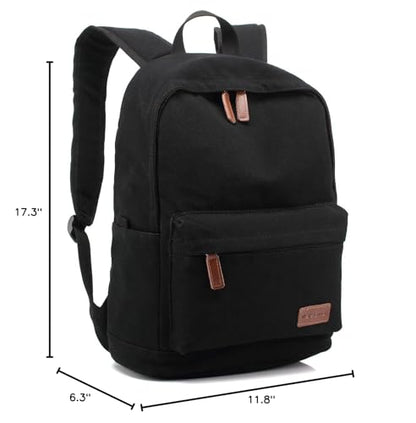 kayond Casual Style Lightweight canvas Laptop Bag/Durable Travel backpacks/Rucksack for Men&Women/Fashion Backpack Fits 15 inch Notebook (Black) - color: Black