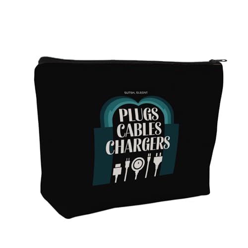 Plugs Cables & Chargers - Makeup Bag for Women Travel - Zipper Cosmetic Storage Bag with Vibrant Designs, Soft Fabric & Multi-Use Functionality (Gift for Birthdays, Graduation, Christmas) (Style H) - style: Style H