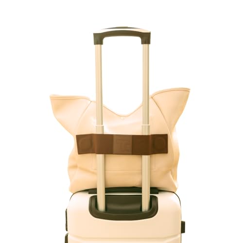 Trolley Strap Carryon Luggage Strap Over Suitcase Handle for Attaching Carryon Bag Travel Accessories TSA Approved Carry-On Add a Bag Belt Sleeve for A Tote Backpack Purse (Dark Brown) - color: Dark Brown