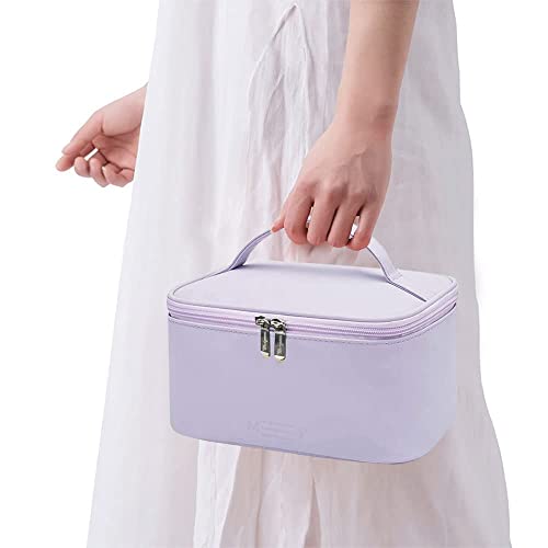 Meiyuuo Makeup Bag Large Cosmetic Bags for Women Girls Cute Travel Zipper Pouch Toiletry Organizer for Beauty Essentials Waterproof (Lavender Purple) - color: LIGHT PURPLE