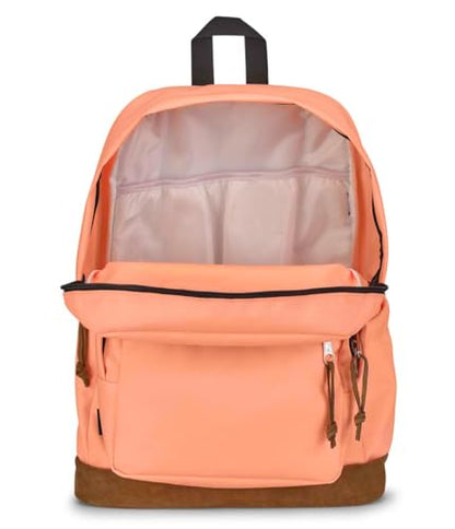 JanSport Right Pack Backpack - Durable Daypack with Padded 15" Laptop Sleeve, Spacious Main Compartment & Integrated Water Bottle Pocket - Peach Neon - color: Peach Neon