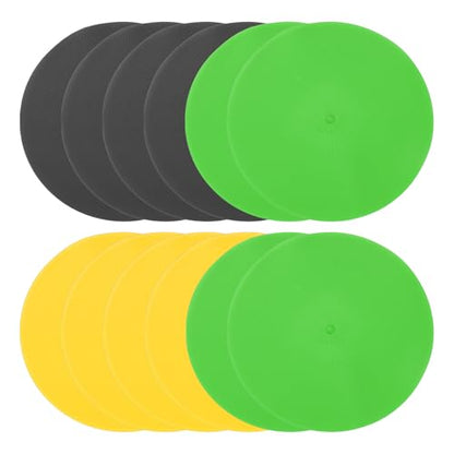 PATIKIL Spot Markers 9 Inch, 12 Pcs Non-Slip Floor Dots Agility Markers Flat Field Cones Poly Dots for Gym PE Speed Training Dance Soccer Basketball Sports, Yellow/Green/Black