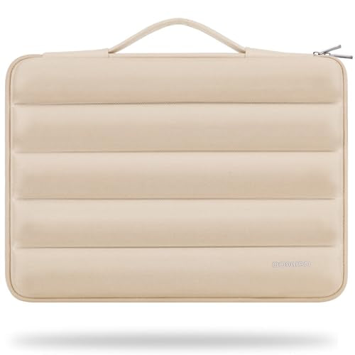 DOMISO 17.3 inch Laptop Sleeve Bag Shockproof Protective Carrying Case Water-Resistant Handbag with Handle Compatible with 17.3" Notebook/HP Pavilion Envy 17/Dell/IdeaPad/LG Gram/MSI,Beige - color: Beige, size: 17.3 inch