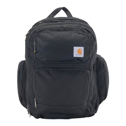 Carhartt 35L Triple-Compartment Backpack, Durable Pack with Laptop Sleeve and Duravax Abrasion Resistant Base, Black - color: Black