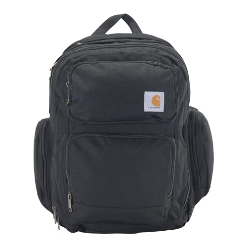 Carhartt 35L Triple-Compartment Backpack, Durable Pack with Laptop Sleeve and Duravax Abrasion Resistant Base, Black - color: Black