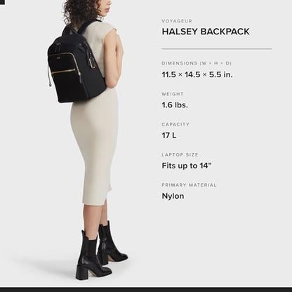TUMI - Voyageur Halsey Backpack - Travel Backpack - For Business, Fashion, Commute - Holds Up to 14" Screens - Black & Gold - color: Black & Gold Hardware