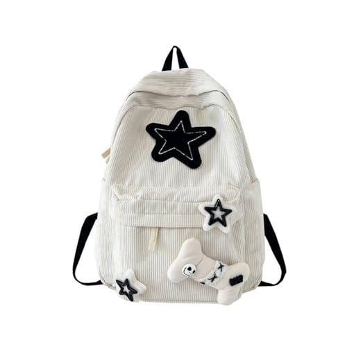 Backpack Trendy Y2K Stars Cute Aesthetic Backpack College Laptop Backpack Casual Travel Daypack for Teens (White) - color: White