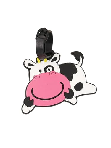 Cute Cow Silicone Luggage Tag Funny Animal Travel Bag Identifier Personalized Labels Suitcase ID Tag for Cruise Airport - color: Cow