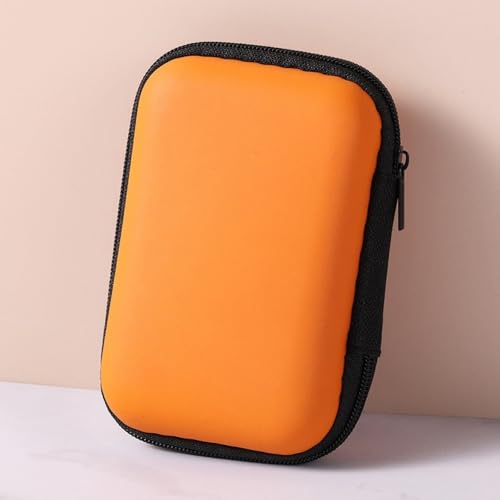 Mini Portable Travel Cable Organizer Bag, Compact Zipper Electronic Storage Case with Mesh Pocket, Small Tech Accessory Pouch for Chargers and Cables, Orange - color: orange