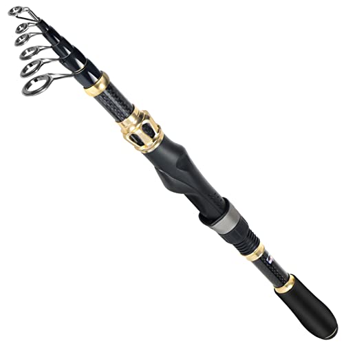 PLUSINNO Fishing Rod and Reel Combo, Telescopic Fishing Pole Kit with Spinning Reel, Tackle Box, Fishing Lures and Travel Carrying Bag, Fishing Gear Gifts for Men - color: Elite Hunter Single Fishing Rod(No Reel &Lure), size: 1.8M 5.91 FT