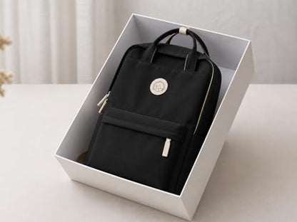 Minimalist Backpack for Women & Men, Lightweight Polyester Laptop Backpack 15 Inch, Casual Travel Daypack (Black) - color: Black