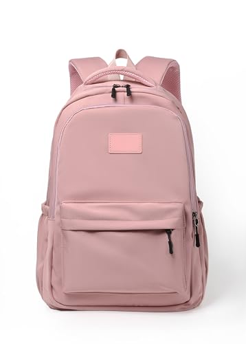 Water-Resistant Casual Backpack – Lightweight Travel Daypack with Laptop Compartment & Multi-Pocket Design (Pink) - color: Pink