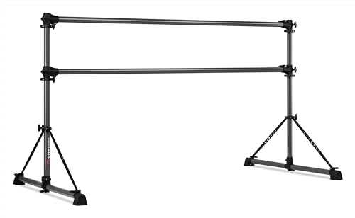 VITA Barre Portable Freestanding Double Ballet Barre, Fit, Dark Mystic Gray, Aluminum | Adjustable Height, Made in USA, Home or Gym Exercise Equipment | Dance, Fitness, Pilates - style: 6 Ft