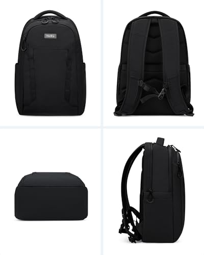 HanTrip Travel Laptop Backpack Carry On, 18 Inch Large Work Backpack School Book Bags, Light Water Resistant Backpacks for Women Men with Luggage Strap Water Bottle Pocket Chest Strap, Black - color: Black-1