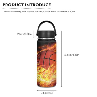 Flashideas Fire Basketball Backpack for School Boys Backpack with Lunch Box 32 Ounce Water Bottle and Water Bottle Carrier 4Pcs Set 17" Bookbag with Compartments Sturdy School Bag for Kids Elementary - color: Fire Basketball